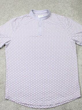 Mantra Performance Polo Shirt Mens Large Purple Geometric Golf Short Sleeve